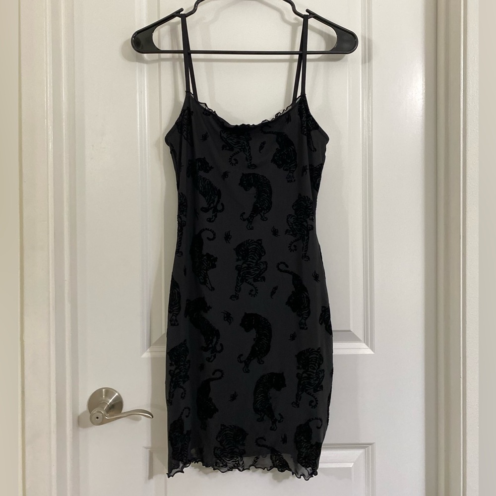 H&M black mini body-con dress, size S
